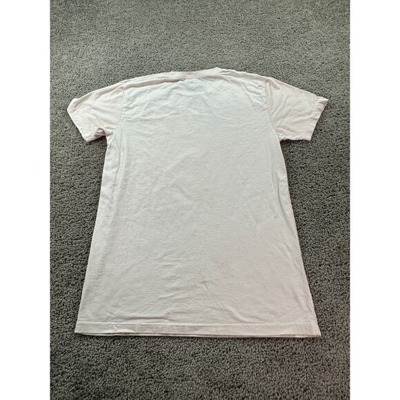 Bright Bat Shirt Womens Medium Beige Purple Puppy Flowers Short Sleeve READ - Picture 7 of 12